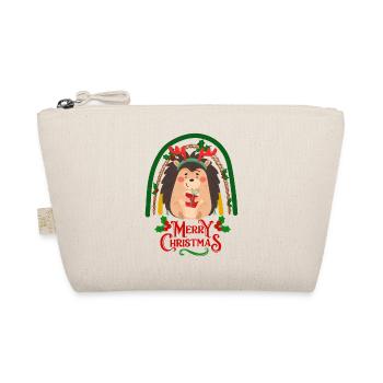 Christmas Hedgehog wishes Merry Christmas - Organic Pouch - nature - Front