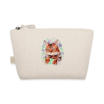 Bengalkatze (Bengal) Katze mit Blumen - Aquarell - Bio-Täschchen - Natur - Vorne