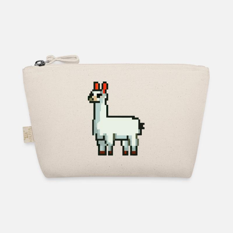 Pixel Alpaka Lama Pixel Kunst Geschenkidee Bio-Täschchen