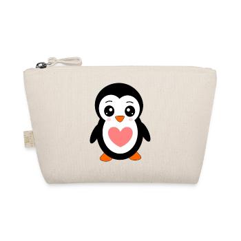 Anniversaire du Pingouin de Kawaii avec cadeau de cœur - Trousse biologique - nature - Devant