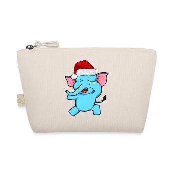Zoo Tier Geschenk Dabbing Weihnachtsmann Elefant - Bio-Täschchen - Natur - Vorne
