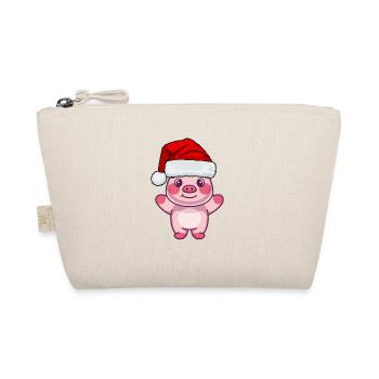 Bauernhof Tier Geschenk Weihnachtsmann Schwein - Bio-Täschchen - Natur - Vorne