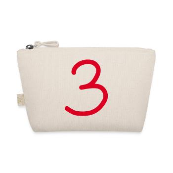 3 Numéro trois rouge Anniversaire - Trousse biologique - nature - Devant