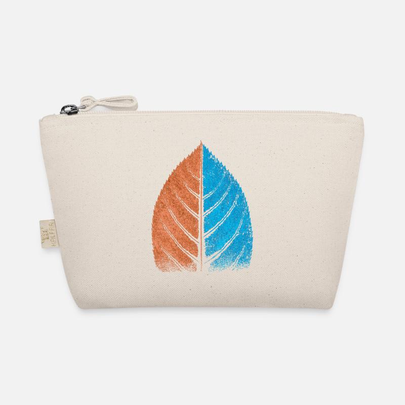 Blatt - Blau / Rot - Buchenblatt Bio-Täschchen