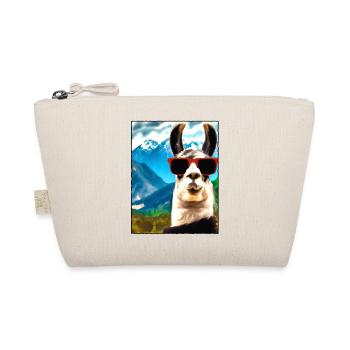 Lama Portrait Mountain Gift - Organic Pouch - nature - Front