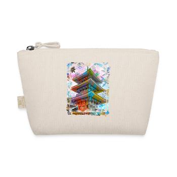 Japan Pagoda Cherry Blossoms Collage Art 70 - Organic Pouch - nature - Front