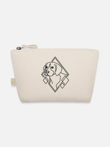 Beagle in geometrischer Form - Line-Art-Design - Bio-Täschchen - Natur - Vorne