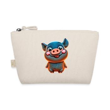 cute cartoon PIG BLACK - Organic Pouch - nature - Front