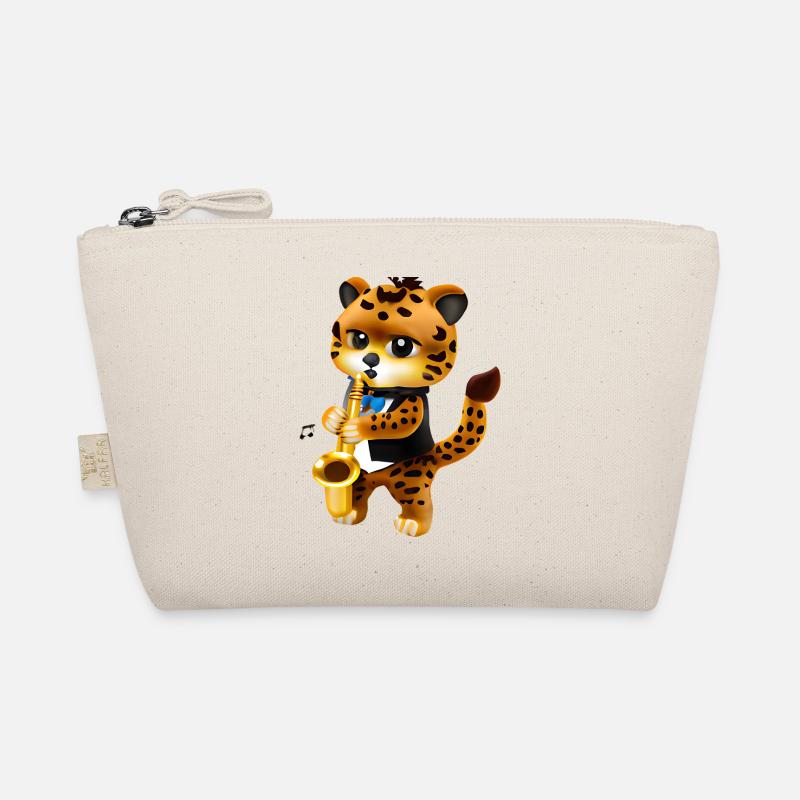 Leopard mit Saxophon - Bio-Täschchen - Natur