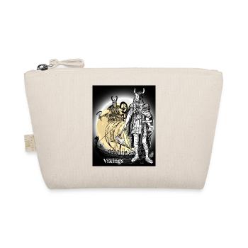 Retro Vikings Dragon Boat Moonlight Illustration - Organic Pouch - nature - Front