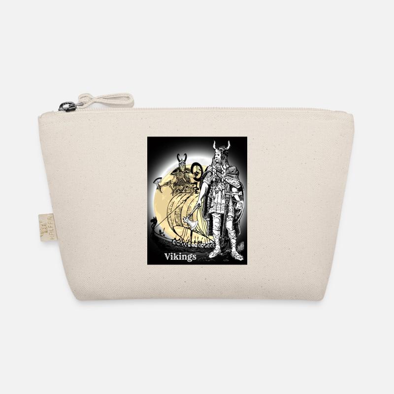 Retro Vikings Drachenboot Mondlicht Illustration Bio-Täschchen