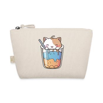 Kawaii Cute Happy Colorful Cat Drinking Bubble Tea - Organic Pouch - nature - Front