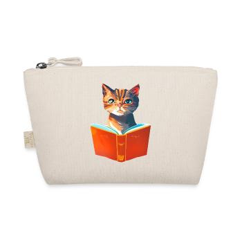 Cat Books Domestic Cat Reading Cat Book Kitten - Organic Pouch - nature - Front