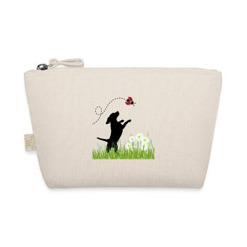 Frühlingsdesign - Hund, Wiese und Marienkäfer - Bio-Täschchen - Natur - Vorne
