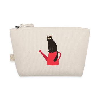 Design de printemps - chat noir sur arrosoir - Trousse biologique - nature - Devant