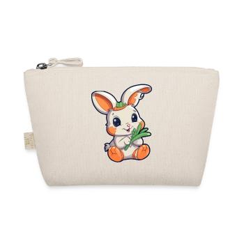Niedlicher weißer Hase mit Karotte - Bio-Täschchen - Natur - Vorne