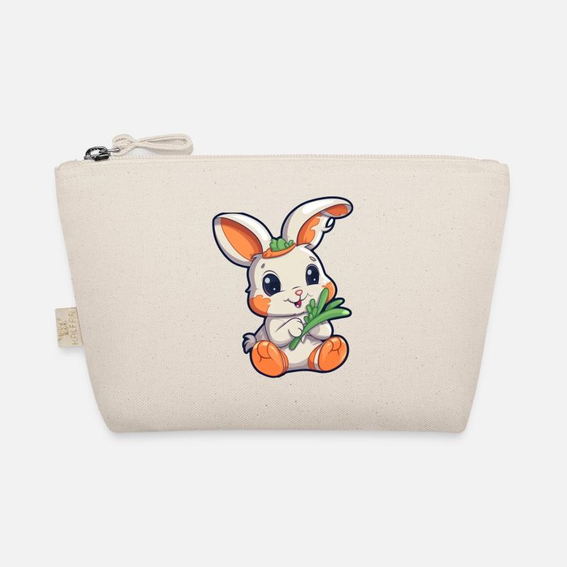 Cute white bunny with carrot Organic Pouch