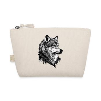 Monochromer Wolf Linienkunst - Bio-Täschchen - Natur - Vorne