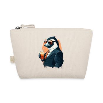 Pinguin gönnt sich ein Bier im Anzug - Bio-Täschchen - Natur - Vorne