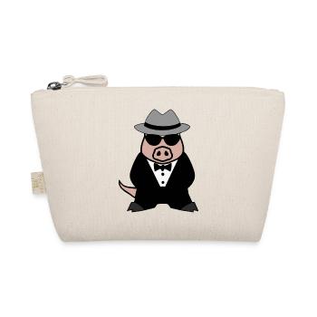 Gangster Schwein Wildschwein Mafia Sonnenbrille - Bio-Täschchen - Natur - Vorne