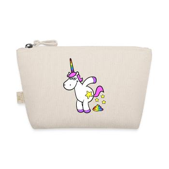 Rosa Cartoon Einhorn macht Regenbogen Haufen - Bio-Täschchen - Natur - Vorne