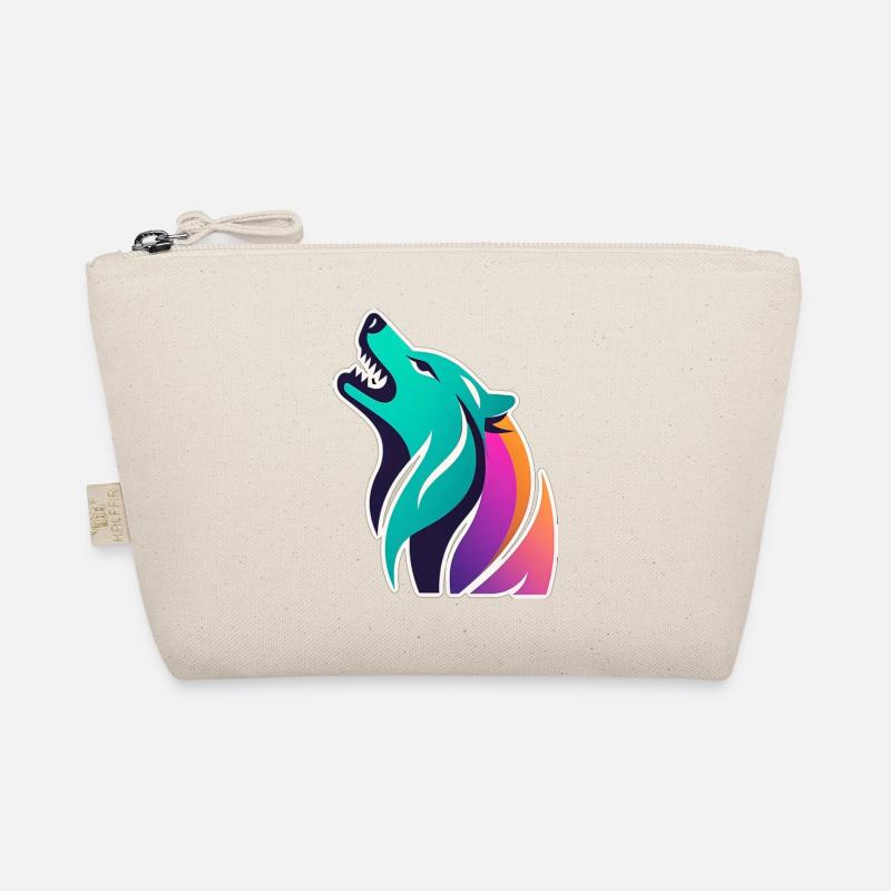 colorful stylized wolf Organic Pouch