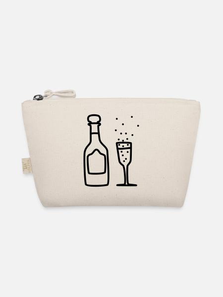 sekt mit glas 2 - Bio-Täschchen - Natur - Vorne