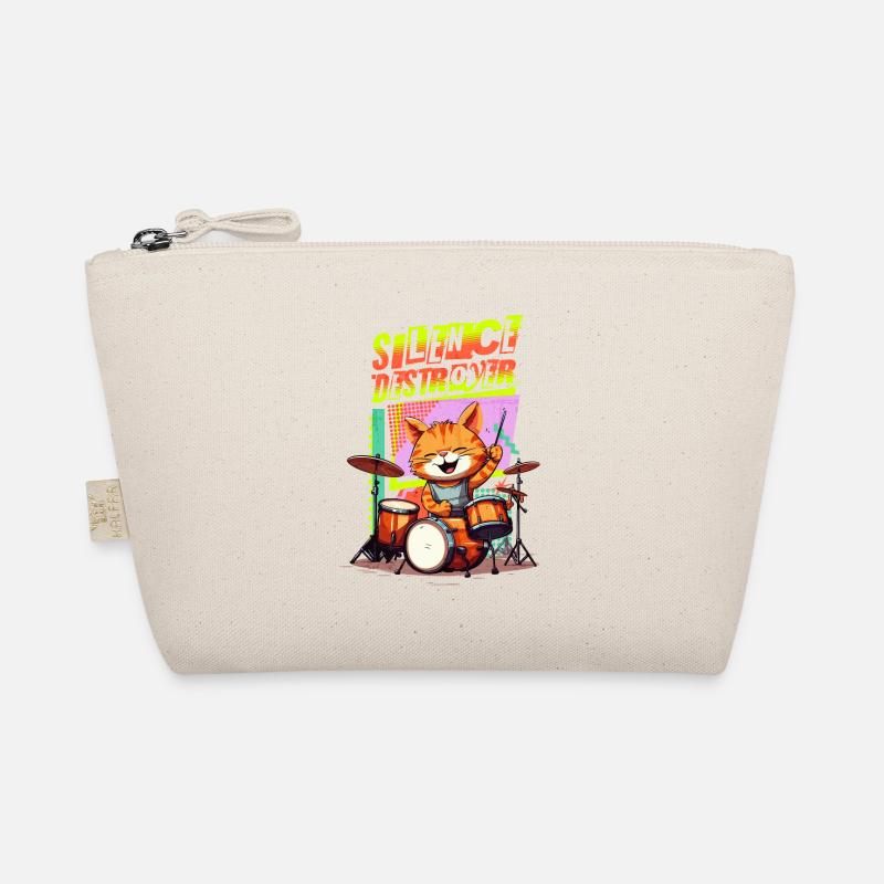 Schlagzeug Drums Silence Destroyer Katze Lustig - Bio-Täschchen - Natur