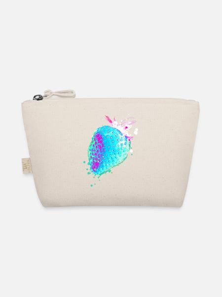 Strawberry, Blue, Popart, Artwork,Blue Strawberry - Organic Pouch - nature - Front