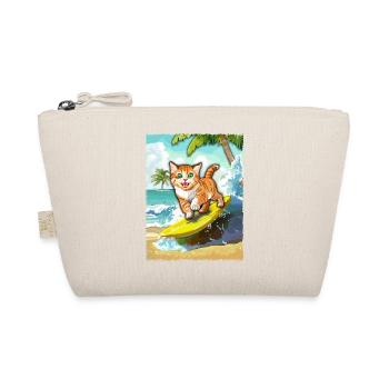 surfende Katze - Katze Surfbrett - Bio-Täschchen - Natur - Vorne