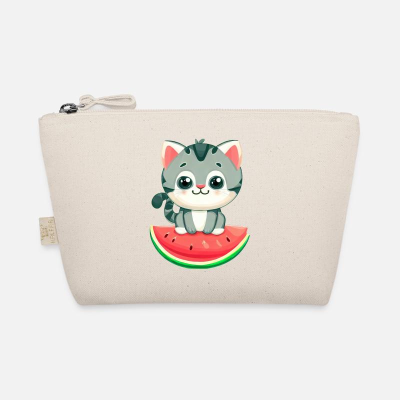 Chat mignon à la pastèque - Kawaii Design Trousse biologique