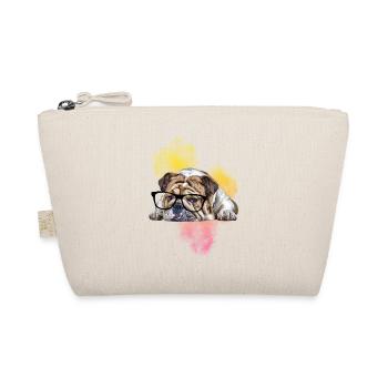 Dog Dog Bulldog with glasses - Organic Pouch - nature - Front