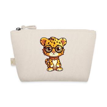 Leopard mit Brille Cartoon Kawaii Illustration - Bio-Täschchen - Natur - Vorne