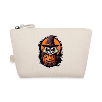 Spooky Halloween Cat with Witch Hat - Organic Pouch - nature - Front