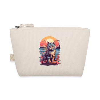 Cats Motif Cute, Sunset Cat by the Sea - Organic Pouch - nature - Front