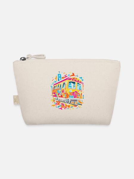 Pop Art Doodle Trai - Vibrant Caricature - Organic Pouch - nature - Front