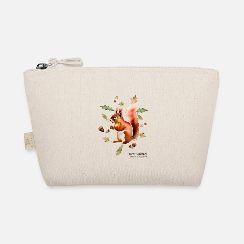 Red Squirrel with name in dark text - Organic Pouch - nature
