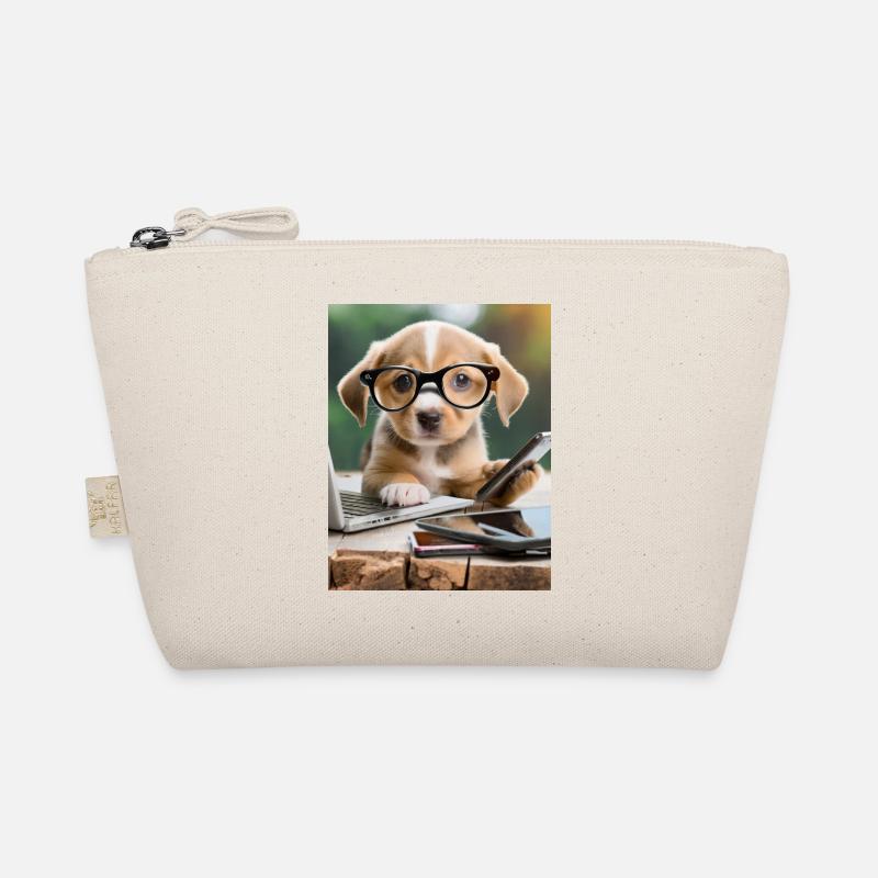 Hund mit Brille - Bio-Täschchen - Natur