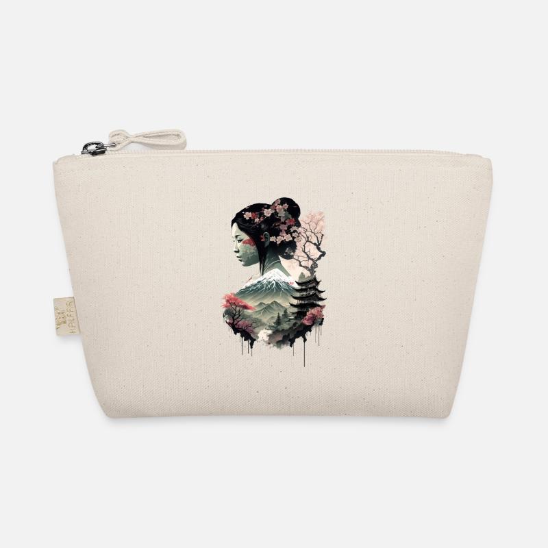Geisha Japanische Landschaft Japan Kirschblüte - Bio-Täschchen - Natur