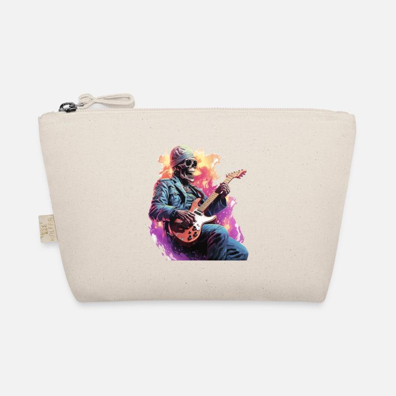 Skeleton Playing Electric Guitar Organic Pouch