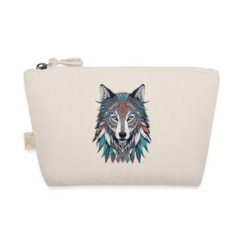 Spirit Animal Wolf Wild Animal Feather Zentangle Style - Organic Pouch - nature - Front