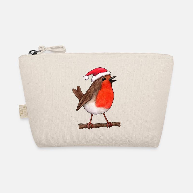 Weihnachtliches Rotkehlchen - Bio-Täschchen - Natur