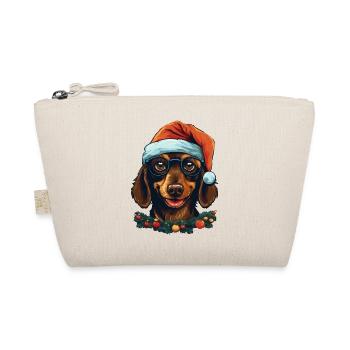 Chien avec chapeau de Père Noël dans le style de Noël. - Trousse biologique - nature - Devant