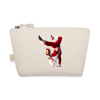 Humorous Santa Claus with gift - Organic Pouch - nature - Front