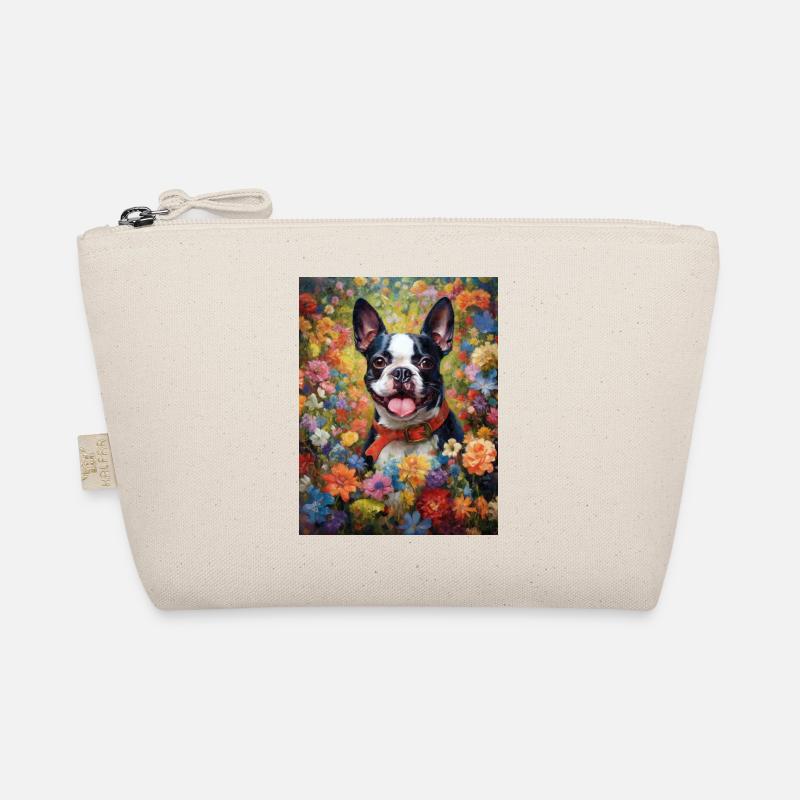 Boston Terrier parmi les fleurs comme peinture Art Trousse biologique
