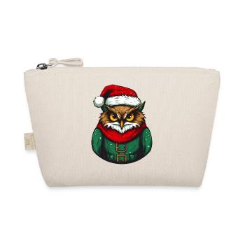 Weihnachtseule im Grünpullover - Bio-Täschchen - Natur - Vorne