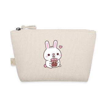 Cute White Bunny Rabbit Loves Bubble Tea - Organic Pouch - nature - Front