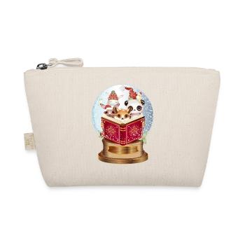 Animals reading in a snow globe at Christmas - Organic Pouch - nature - Front