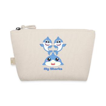 Adorable Shark Friends Cartoon Design - Organic Pouch - nature - Front