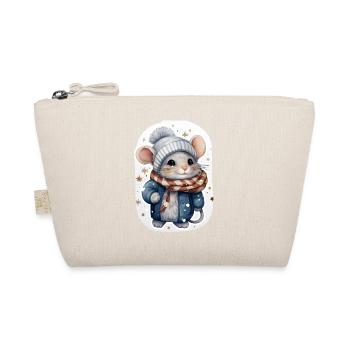 Cute Winter Mouse - Organic Pouch - nature - Front